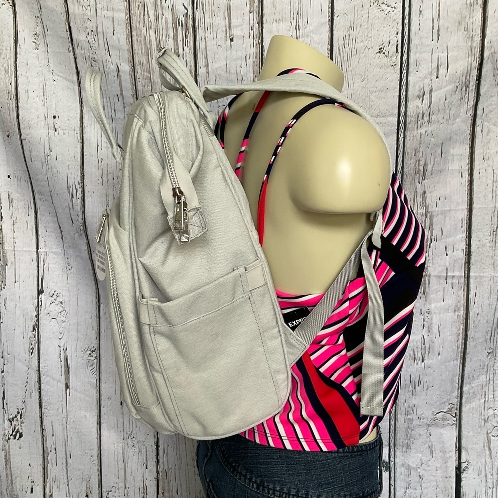 Amilliardi Backpack Gray Diaper Bag Lots of Pockets Insulated Stroller Strap New - Picture 2 of 12